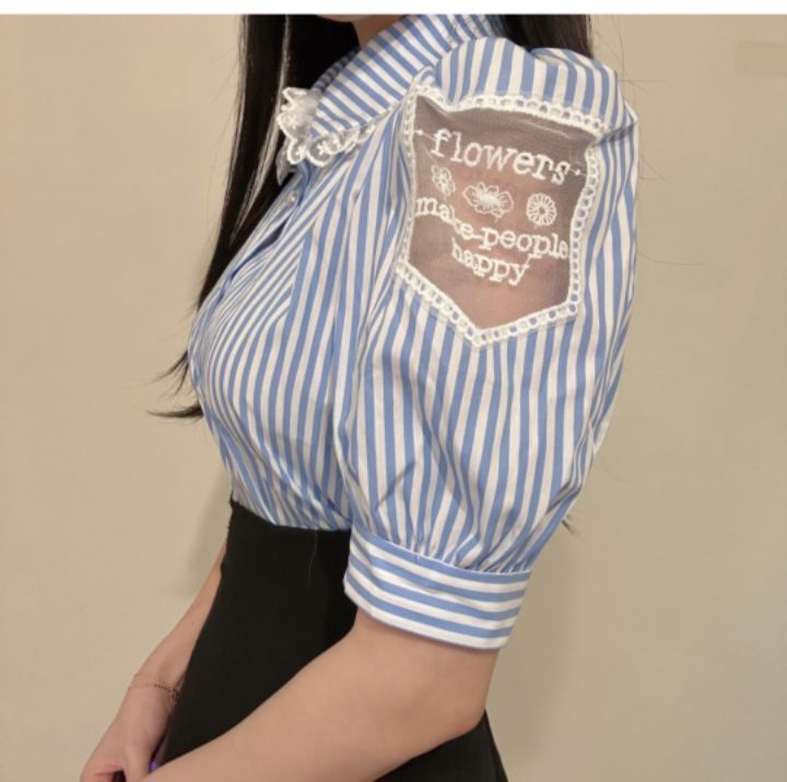 火Ⅱ-화투-T直郵韓國代購㊣女裝新品人氣25春夏襯衫蕾絲衫火Ⅱ襯衫/蕾絲衫