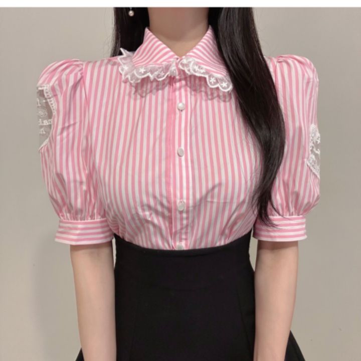 火Ⅱ-화투-T直郵韓國代購㊣女裝新品人氣25春夏襯衫蕾絲衫火Ⅱ襯衫/蕾絲衫圖色2