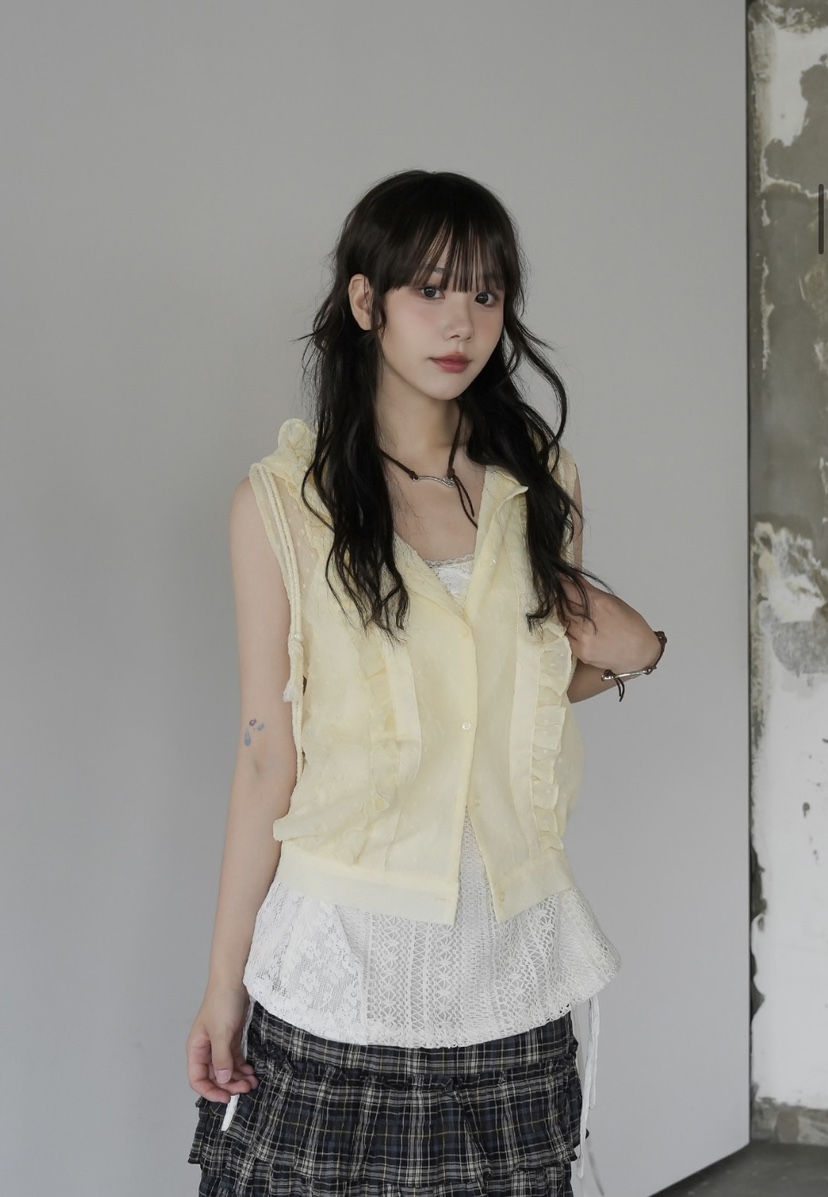 I I直郵韓國代購㊣女裝新品熱賣25春夏推薦時尚人氣馬甲連帽ITSSONG馬甲