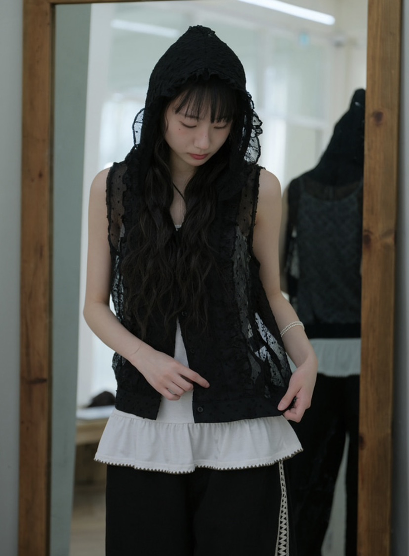 I I直郵韓國代購㊣女裝新品熱賣25春夏推薦時尚人氣馬甲連帽ITSSONG馬甲
