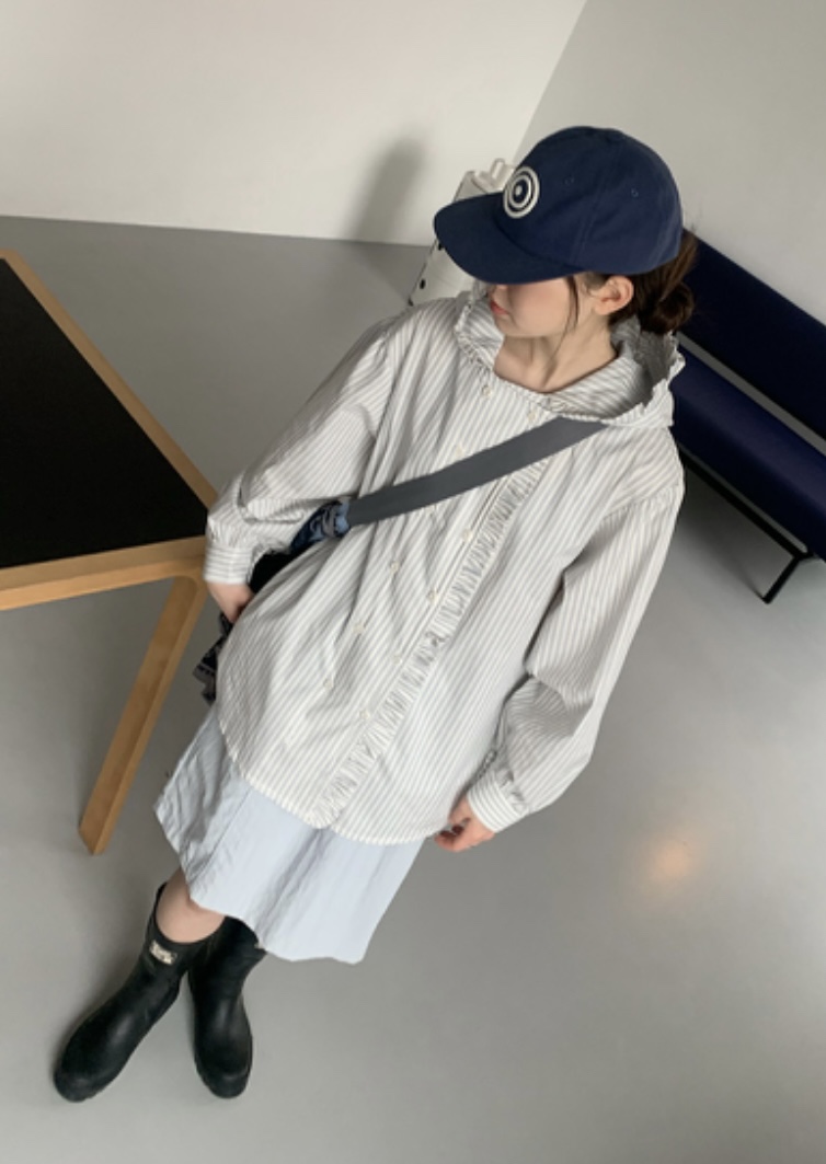 I I韓國㊣直郵東大門代購女裝新款25春夏人氣襯衫蕾絲衫連帽ITSSONG襯衫/蕾絲衫