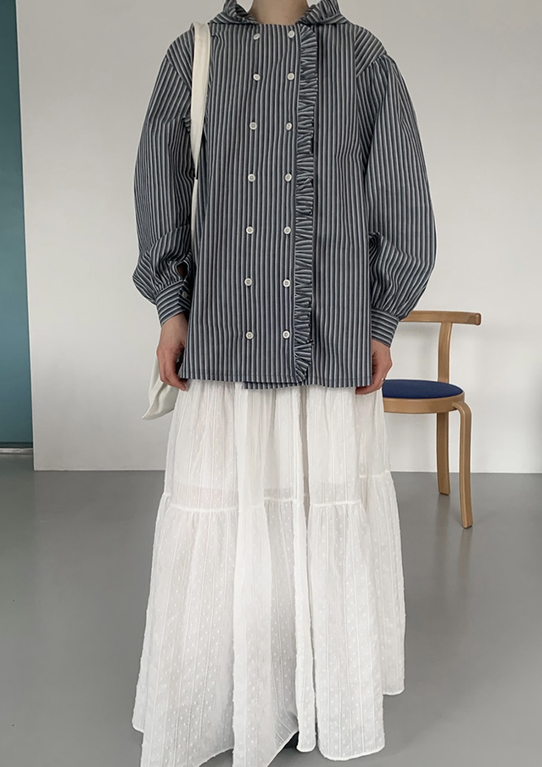 I I韓國㊣直郵東大門代購女裝新款25春夏人氣襯衫蕾絲衫連帽ITSSONG襯衫/蕾絲衫