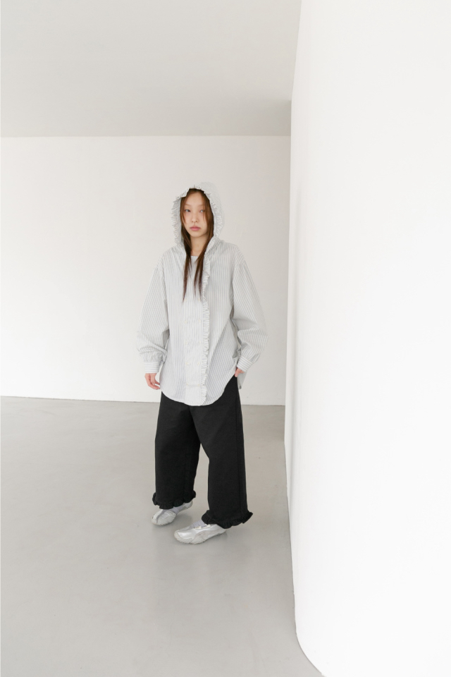 I I韓國㊣直郵東大門代購女裝新款25春夏人氣襯衫蕾絲衫連帽ITSSONG襯衫/蕾絲衫