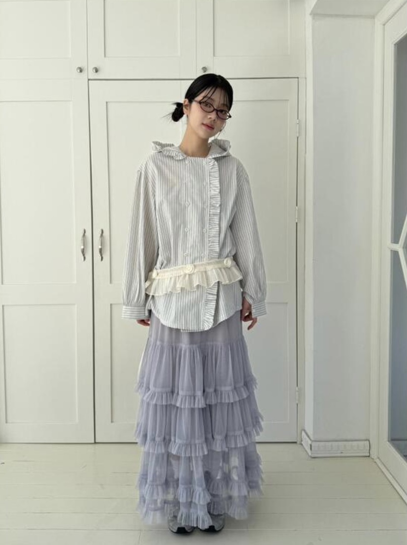 I I韓國㊣直郵東大門代購女裝新款25春夏人氣襯衫蕾絲衫連帽ITSSONG襯衫/蕾絲衫