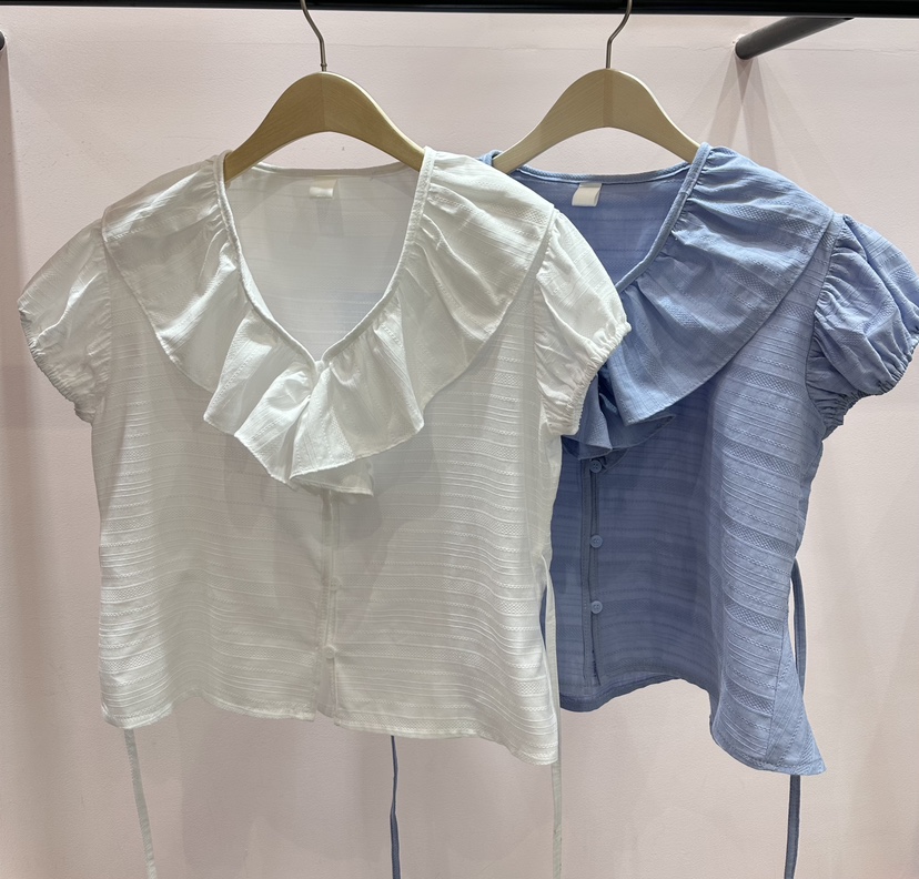 I I韓國直郵㊣女裝新款休閑熱賣時尚推薦25春夏襯衫蕾絲衫ITSSONG襯衫/蕾絲衫