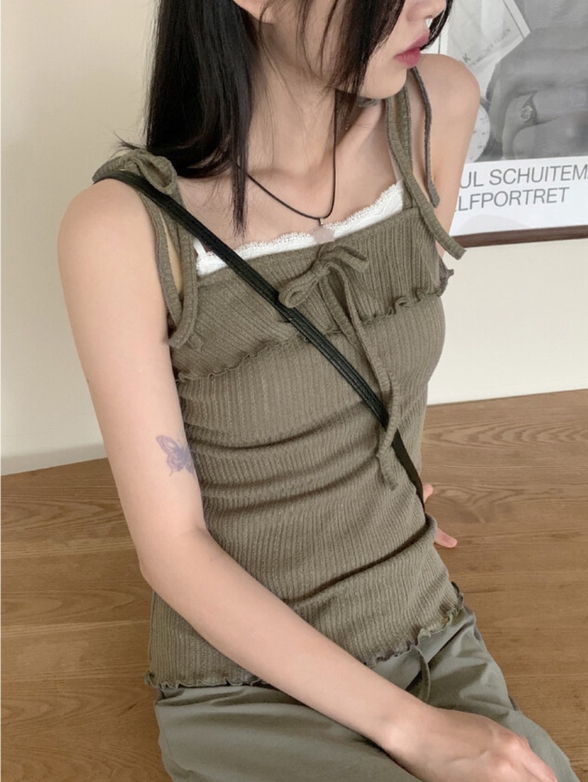 I I直郵韓國代購㊣女裝新品時尚25春夏熱賣休閑人氣吊帶背心ITSSONG吊帶/背心