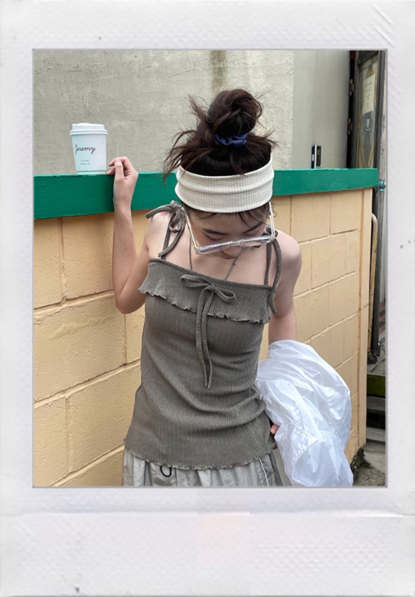 I I直郵韓國代購㊣女裝新品時尚25春夏熱賣休閑人氣吊帶背心ITSSONG吊帶/背心