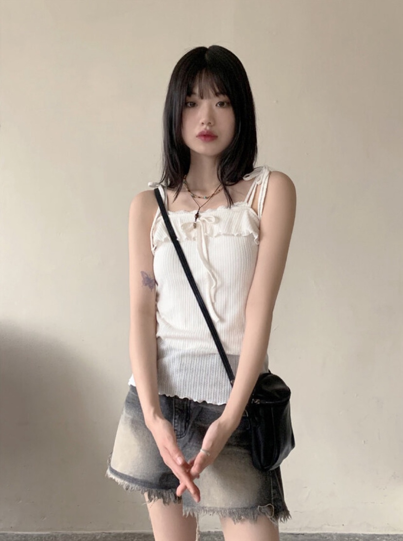 I I直郵韓國代購㊣女裝新品時尚25春夏熱賣休閑人氣吊帶背心ITSSONG吊帶/背心圖色2
