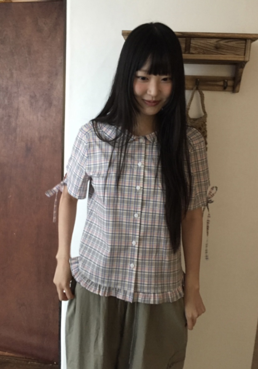 I I直郵韓國代購㊣女裝新款人氣熱賣時尚25春夏襯衫蕾絲衫格紋ITSSONG襯衫/蕾絲衫