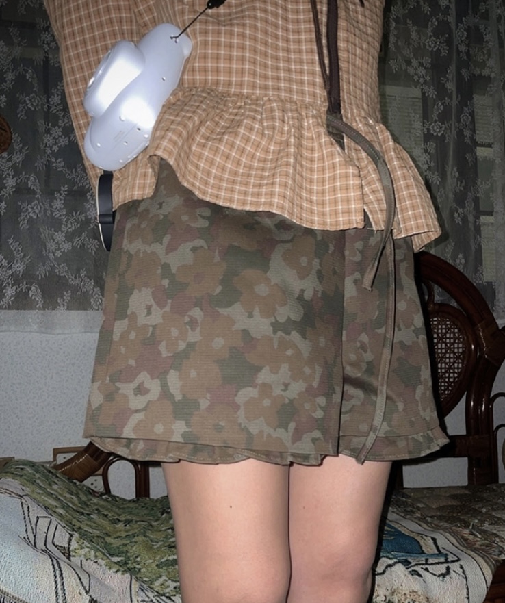 I I韓國直郵㊣東大門實拍女裝新款推薦人氣短褲荷葉邊迷彩ITSSONG短褲