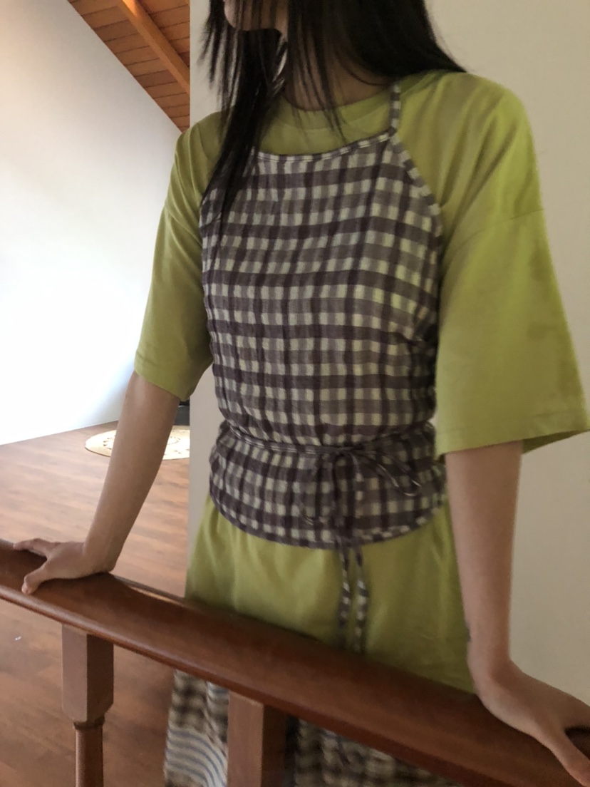 FLASH韓國直郵㊣女裝新品時尚25春夏休閑人氣推薦吊帶背心格紋FLASH吊帶/背心