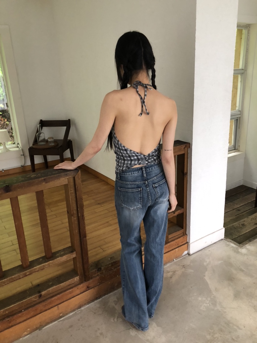FLASH韓國直郵㊣女裝新品時尚25春夏休閑人氣推薦吊帶背心格紋FLASH吊帶/背心