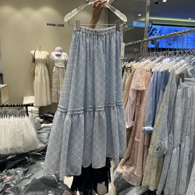 PRIMA LUCE韓國直郵㊣女裝新款休閑推薦人氣時尚25春夏長裙格紋CHARLOTTE長裙