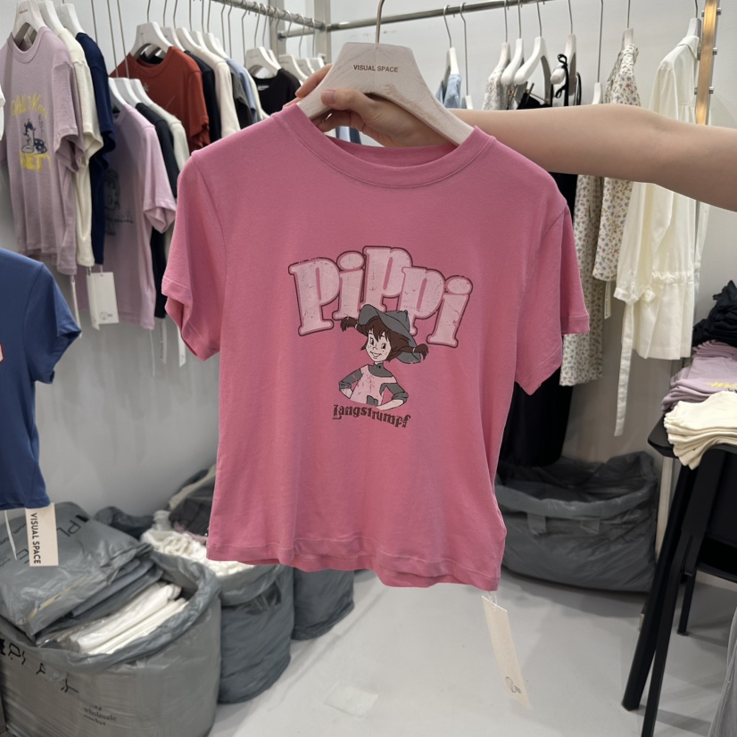 VISUAL SPACE韓國直郵㊣東大門實拍女裝新品熱賣休閑25春夏T恤VISUAL SPACET恤圖色3