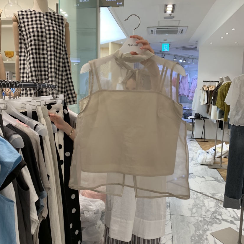 ALMOND韓國直郵㊣東大門實拍女裝新品熱賣休閑推薦套裝歐根紗ALMOND套裝