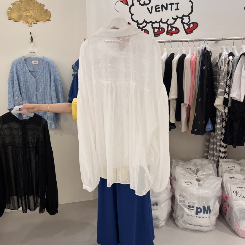 VENTI直郵韓國代購㊣女裝新款推薦休閑時尚25春夏襯衫蕾絲衫VENTI襯衫/蕾絲衫
