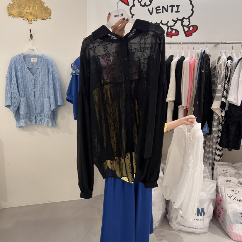 VENTI直郵韓國代購㊣女裝新款推薦休閑時尚25春夏襯衫蕾絲衫VENTI襯衫/蕾絲衫圖色2