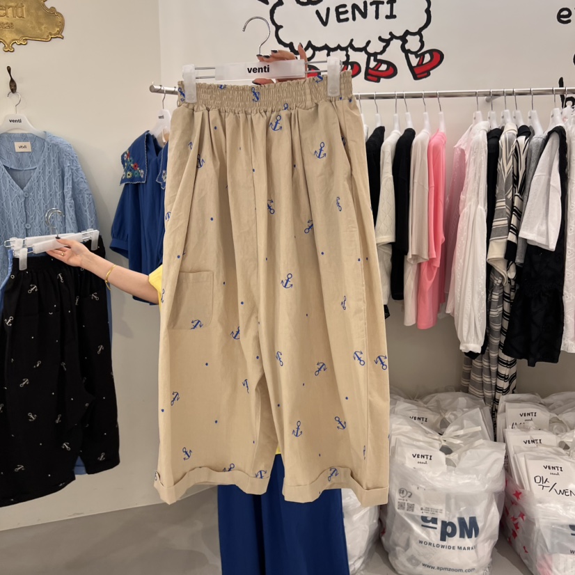 VENTI直郵韓國代購㊣女裝新款人氣休閑25春夏推薦休閑褲刺繡VENTI休閑褲