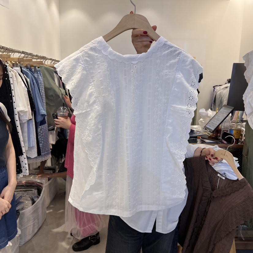 TAN&COMO韓國直郵㊣東大門實拍女裝新款時尚襯衫蕾絲衫tan-COMO襯衫/蕾絲衫