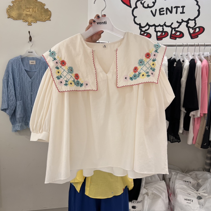 VENTI韓國直郵㊣東大門實拍女裝新品休閑推薦時尚襯衫蕾絲衫VENTI襯衫/蕾絲衫圖色2