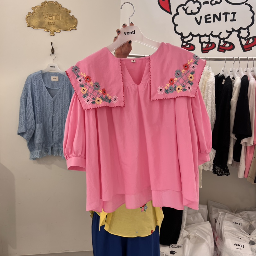 VENTI韓國直郵㊣東大門實拍女裝新品休閑推薦時尚襯衫蕾絲衫VENTI襯衫/蕾絲衫圖色3