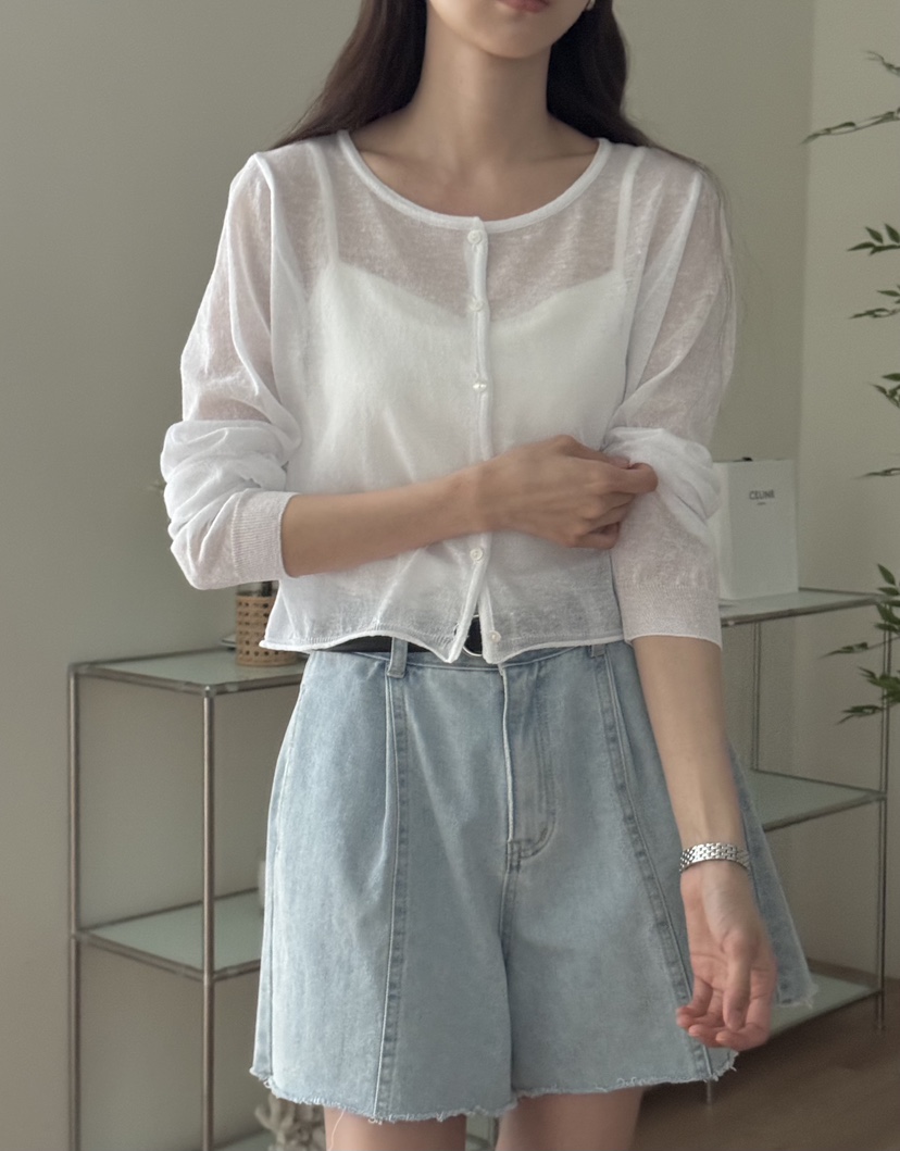TIZZI韓國直郵㊣東大門實拍女裝新品熱賣休閑針織衫透視開衫TIZZI針織衫