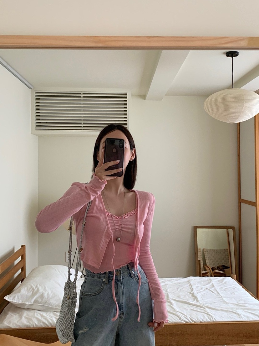 REVE CITE-L直郵韓國代購㊣女裝新品休閑套裝荷葉邊套裝開衫REVE CITE套裝