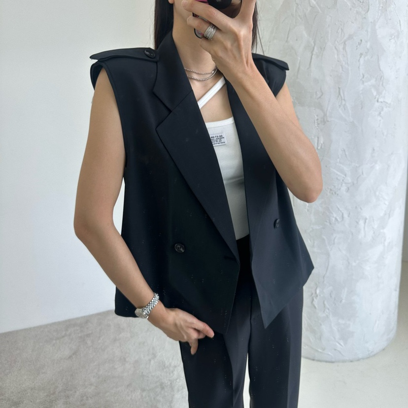 SOUIT直郵韓國代購㊣女裝新品人氣休閑時尚25春夏馬甲含腰帶SOUIT by mabel-L馬甲