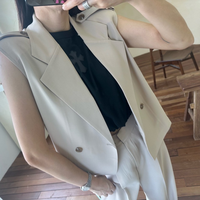 SOUIT直郵韓國代購㊣女裝新品人氣休閑時尚25春夏馬甲含腰帶SOUIT by mabel-L馬甲