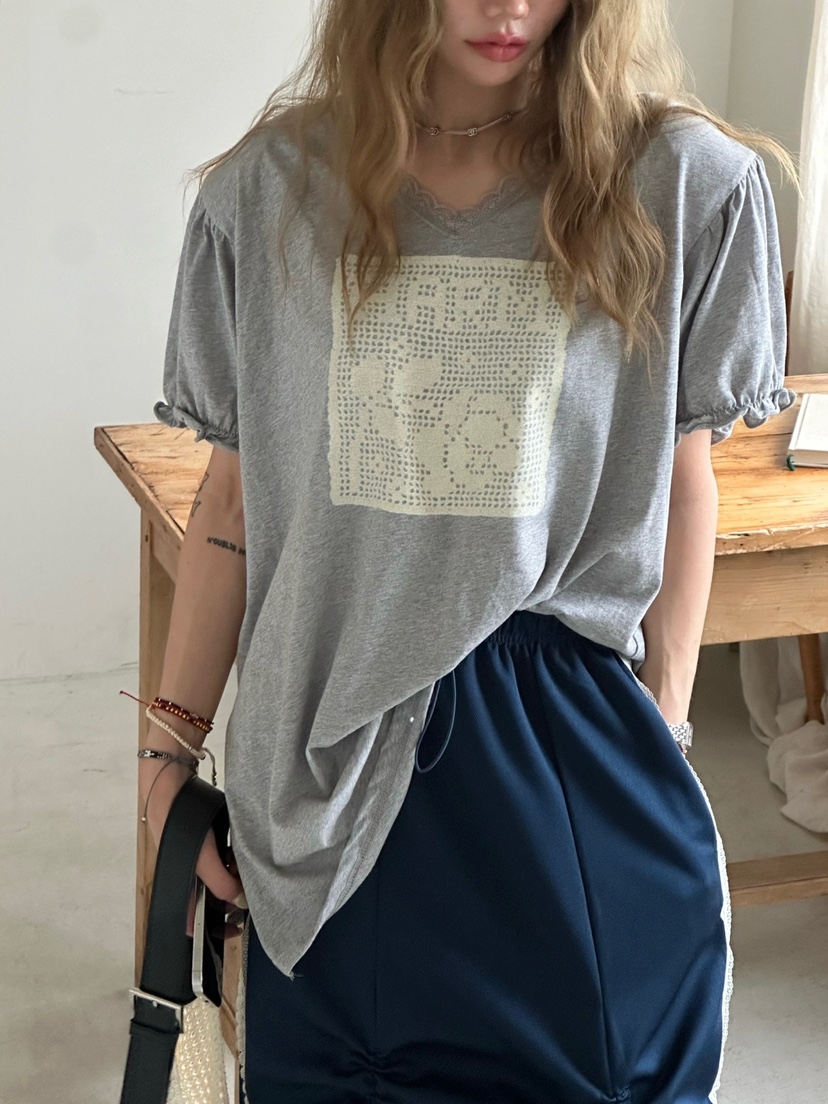 ZEROZERO直郵韓國代購㊣女裝新品人氣推薦25春夏T恤泡泡袖寬松ZEROZEROT恤圖色2