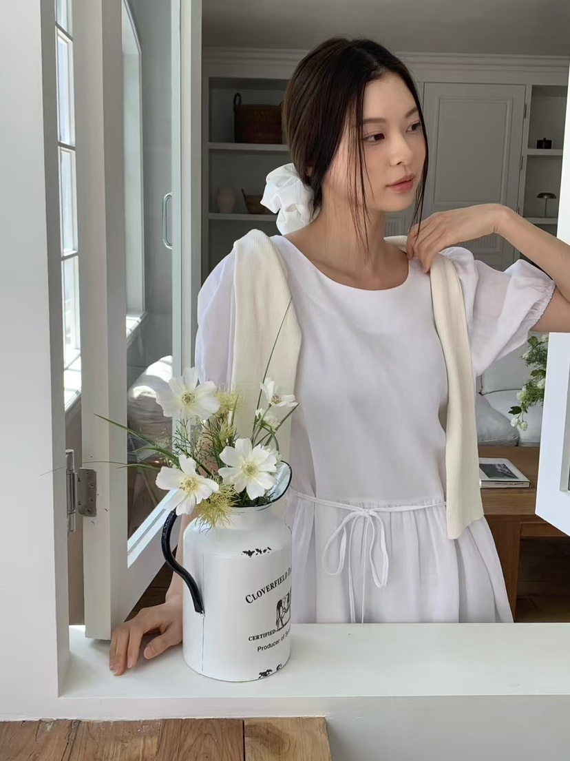 ANOU直郵韓國代購㊣女裝新品推薦時尚人氣休閑連衣裙含腰繩ANOU連衣裙