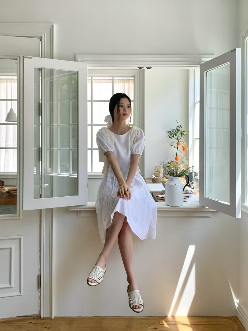 ANOU直郵韓國代購㊣女裝新品推薦時尚人氣休閑連衣裙含腰繩ANOU連衣裙