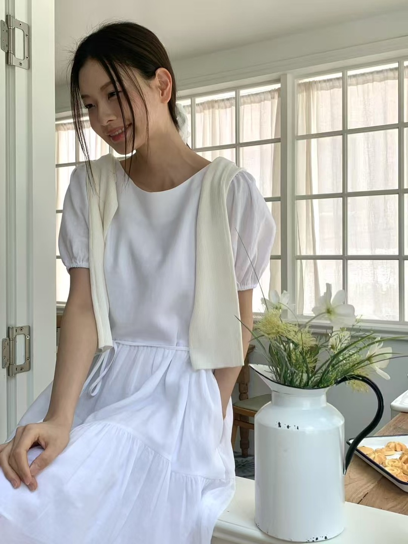 ANOU直郵韓國代購㊣女裝新品推薦時尚人氣休閑連衣裙含腰繩ANOU連衣裙