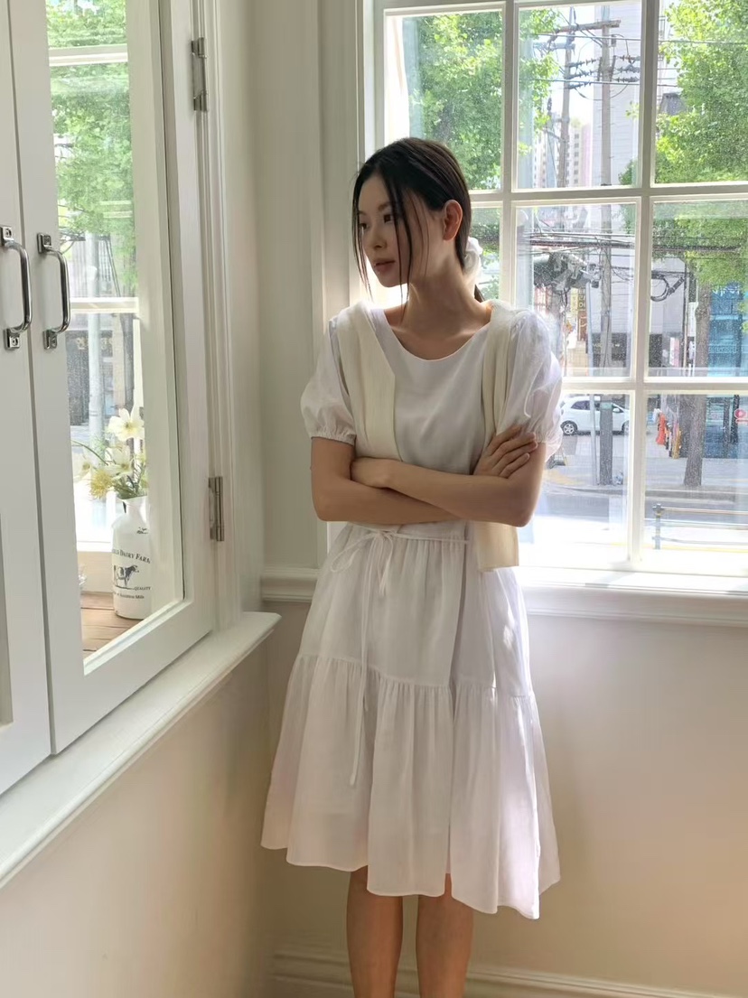 ANOU直郵韓國代購㊣女裝新品推薦時尚人氣休閑連衣裙含腰繩ANOU連衣裙