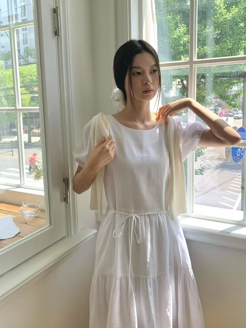 ANOU直郵韓國代購㊣女裝新品推薦時尚人氣休閑連衣裙含腰繩ANOU連衣裙