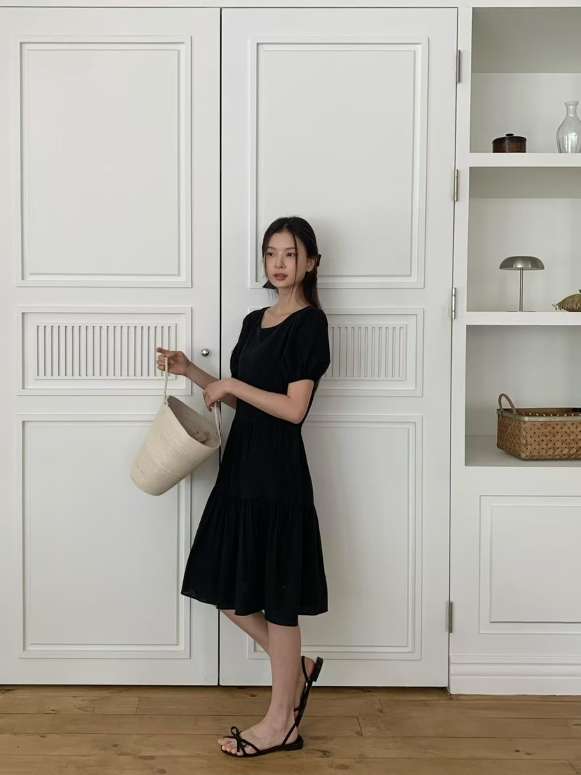 ANOU直郵韓國代購㊣女裝新品推薦時尚人氣休閑連衣裙含腰繩ANOU連衣裙