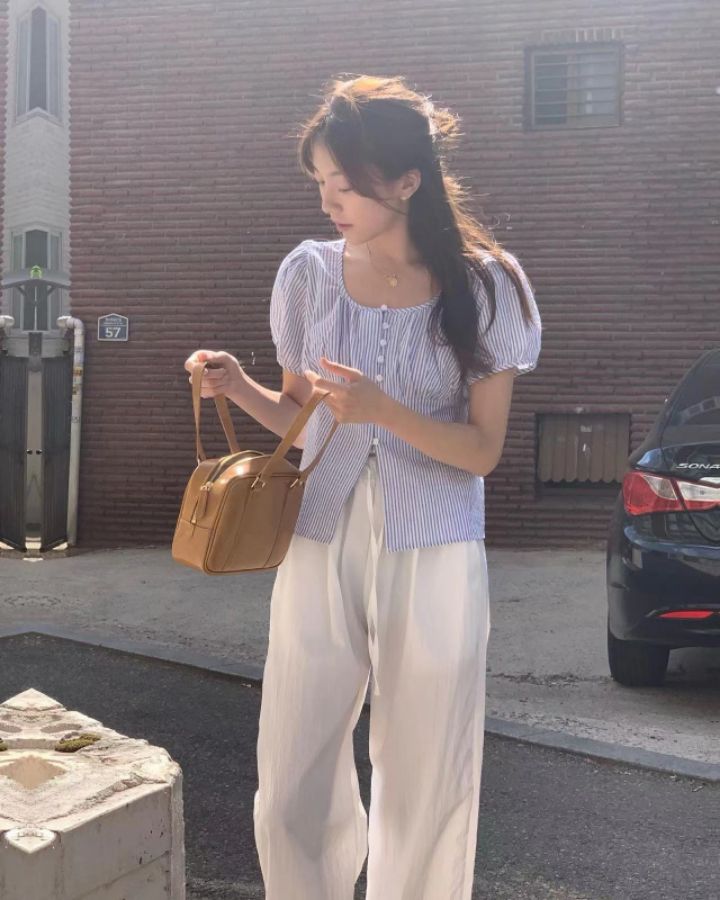 STAY HERE韓國直郵㊣女裝新款推薦休閑人氣25春夏襯衫蕾絲衫STAY HERE襯衫/蕾絲衫
