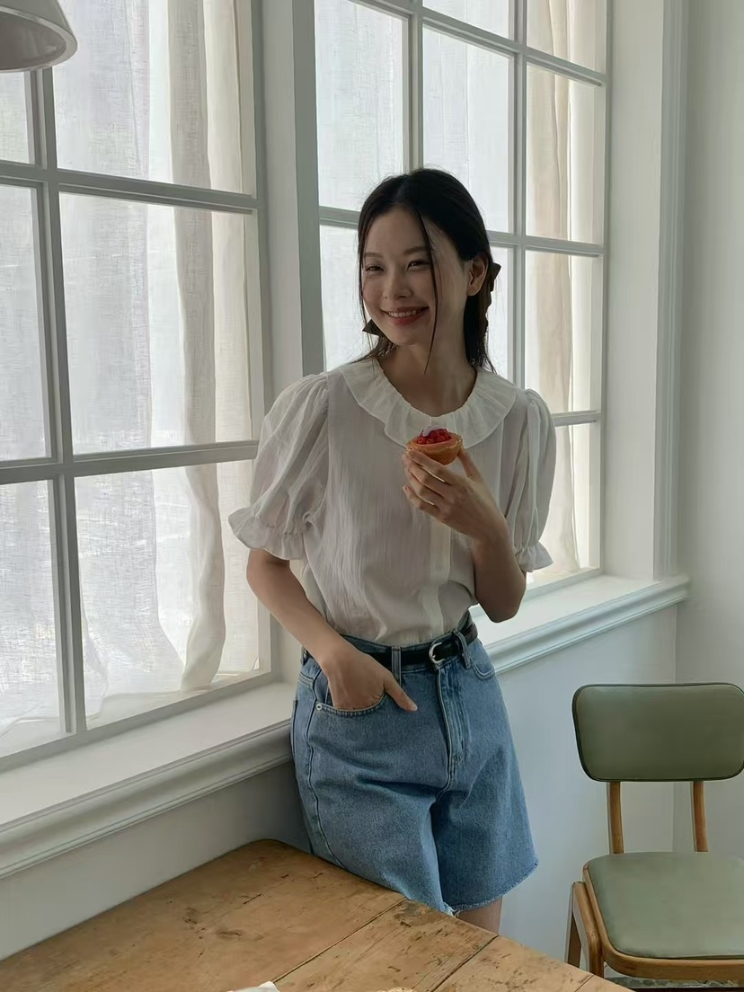 ANOU直郵韓國代購㊣女裝新品推薦休閑25春夏熱賣襯衫蕾絲衫ANOU襯衫/蕾絲衫