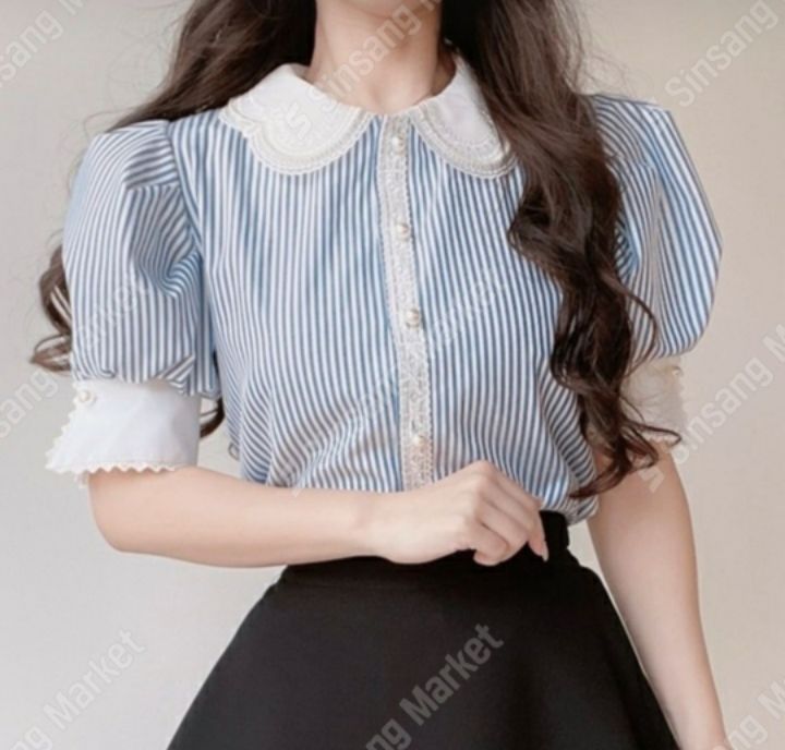 火Ⅱ-화투-T韓國直郵㊣東大門實拍女裝新款推薦襯衫蕾絲衫火Ⅱ襯衫/蕾絲衫