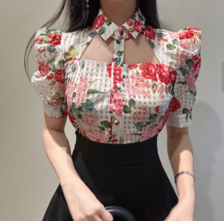 火Ⅱ-화투-T韓國直郵㊣東大門實拍女裝新款熱賣襯衫蕾絲衫火Ⅱ襯衫/蕾絲衫