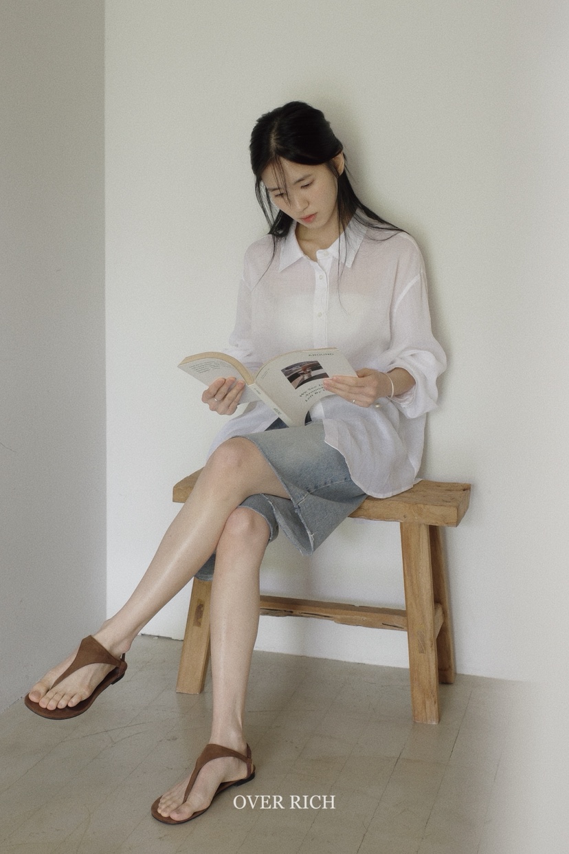 OVER RICH韓國㊣直郵東大門代購女裝新品推薦襯衫蕾絲衫亞麻布OVER RICH襯衫/蕾絲衫