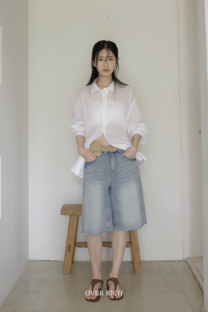 OVER RICH韓國㊣直郵東大門代購女裝新品推薦襯衫蕾絲衫亞麻布OVER RICH襯衫/蕾絲衫