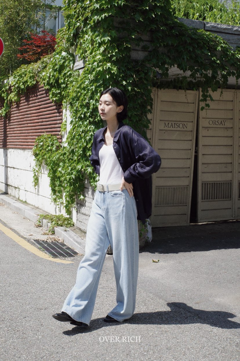 OVER RICH韓國㊣直郵東大門代購女裝新品推薦襯衫蕾絲衫亞麻布OVER RICH襯衫/蕾絲衫