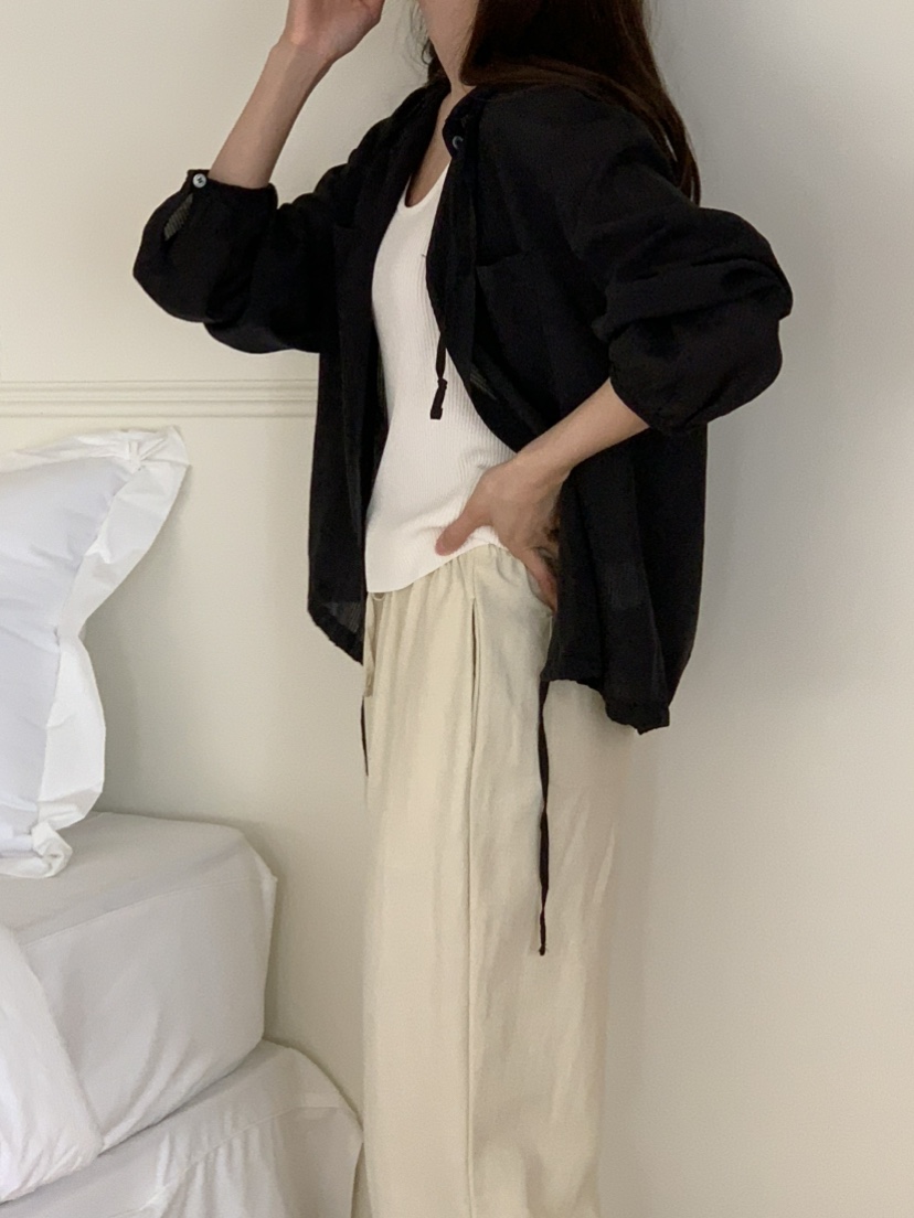 NOTICE韓國㊣直郵東大門代購女裝新品25春夏襯衫蕾絲衫連帽NOTICE襯衫/蕾絲衫