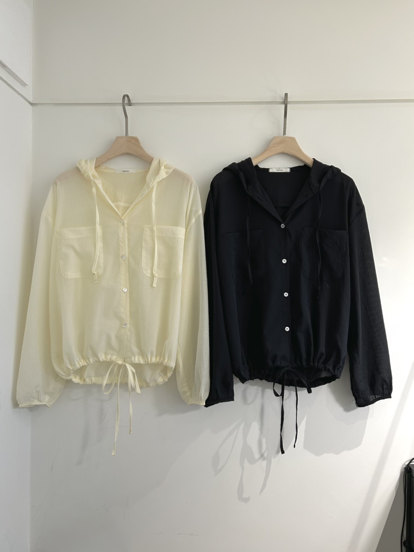 NOTICE韓國㊣直郵東大門代購女裝新品25春夏襯衫蕾絲衫連帽NOTICE襯衫/蕾絲衫
