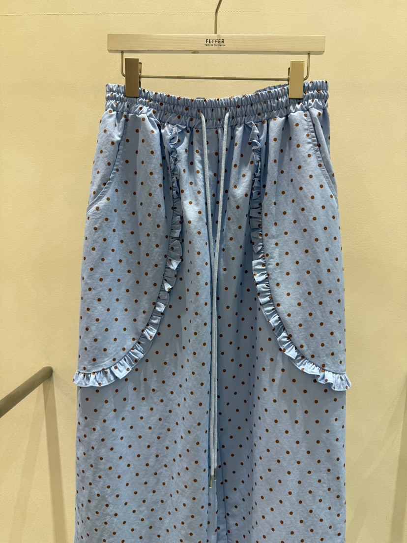 FEFFER直郵韓國代購㊣女裝新款熱賣休閑推薦25春夏休閑褲荷葉邊FEFFER休閑褲