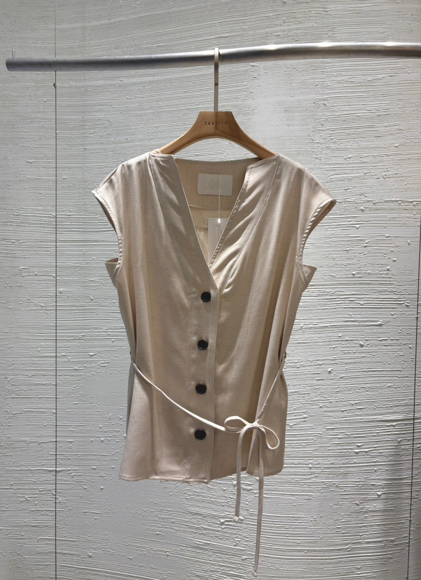 2BOTTLE韓國㊣直郵東大門代購女裝新品25春夏休閑馬甲含腰繩2BOTTLE馬甲