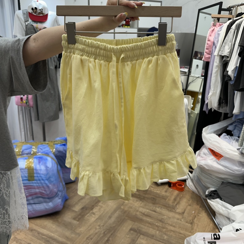 DE LINE韓國㊣直郵東大門代購女裝新品熱賣休閑推薦短褲亞麻DE LINE短褲圖色1