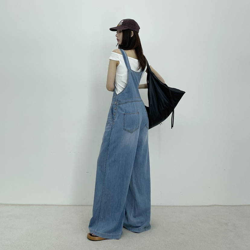 D2/A2韓國直郵㊣女裝新款熱賣人氣時尚休閑25春夏背帶褲天絲D2/A2背帶褲