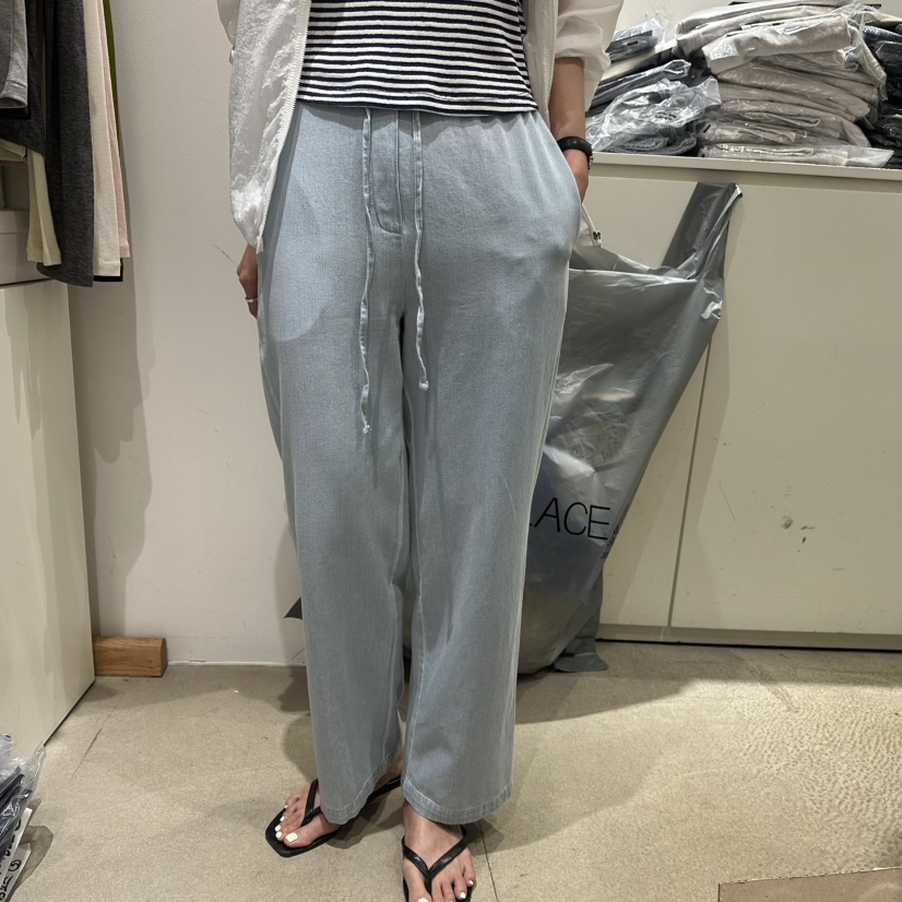 HELVETICA韓國直郵㊣女裝新品熱賣人氣時尚推薦25春夏牛仔褲綁帶HELVETICA牛仔褲圖色2
